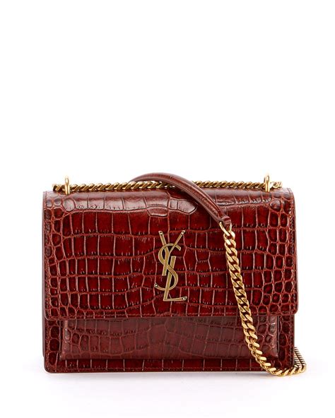 saint laurent sunset medium ysl monogram faux-croc shoulder bag|Saint Laurent sunset crossbody bag.